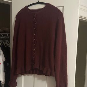 Zara Deep Red Cardigan Sweater